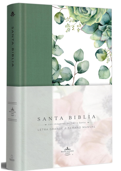 Biblia RVR 1960 letra grande Tapa dura y tela verde con flores tamaño manual / B ible RVR 1960 Handy Size Large Print Hardcover Cloth with Green Floral Hardcover – Large Print, November 30, 2021