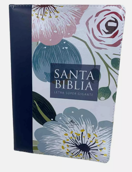 Biblia Letra Super Gigante color Azul- Flores